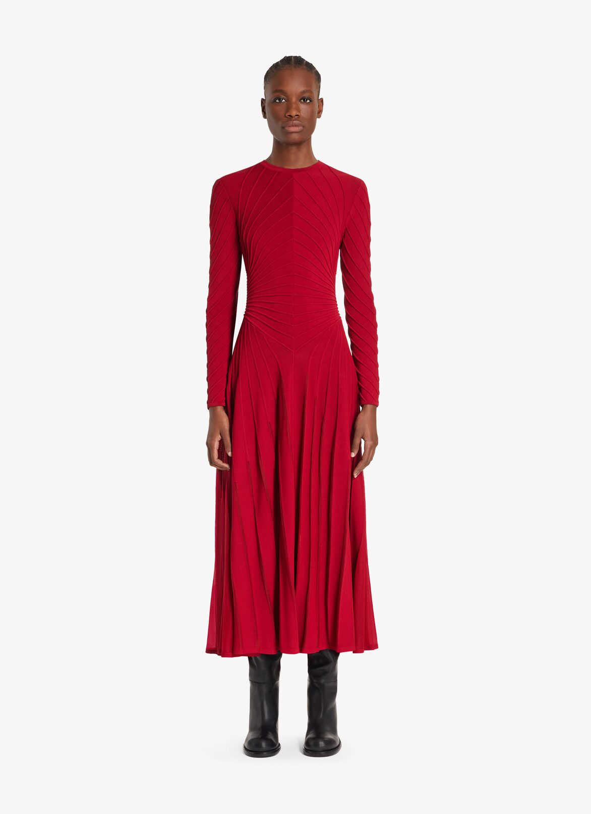 Long Sculpting dress ALAÏA BURGUNDY LONG SCULPTING DRESS